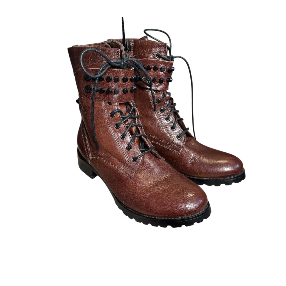 Rudsak Leather Lace Up  Boots | Size 39 | Brown Leather Lace moto Booties S5